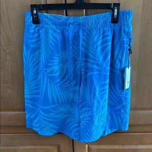 NWT; Blue Palm Print Swim Shorts
